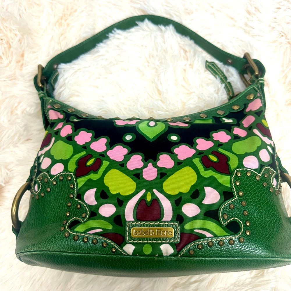 Isabella Fiore Green/pink Shoulder Bag Purse